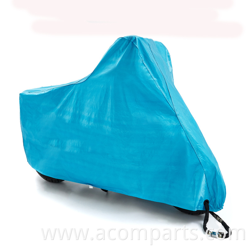 Low price reflective strips safety breathable 190T polyester blue motorcycle cover warm